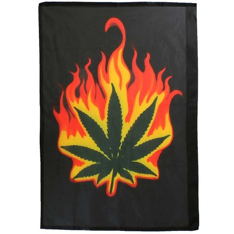 Fun & Fashion Burning Leaf Brandend Marihuana Wietblad Flag Vlag Zwart/Groen/Rood/Oranje Fun & Fashion Burning Leaf Brandend Marihuana Wietblad Flag Vlag Zwart/Groen/Rood/Oranje