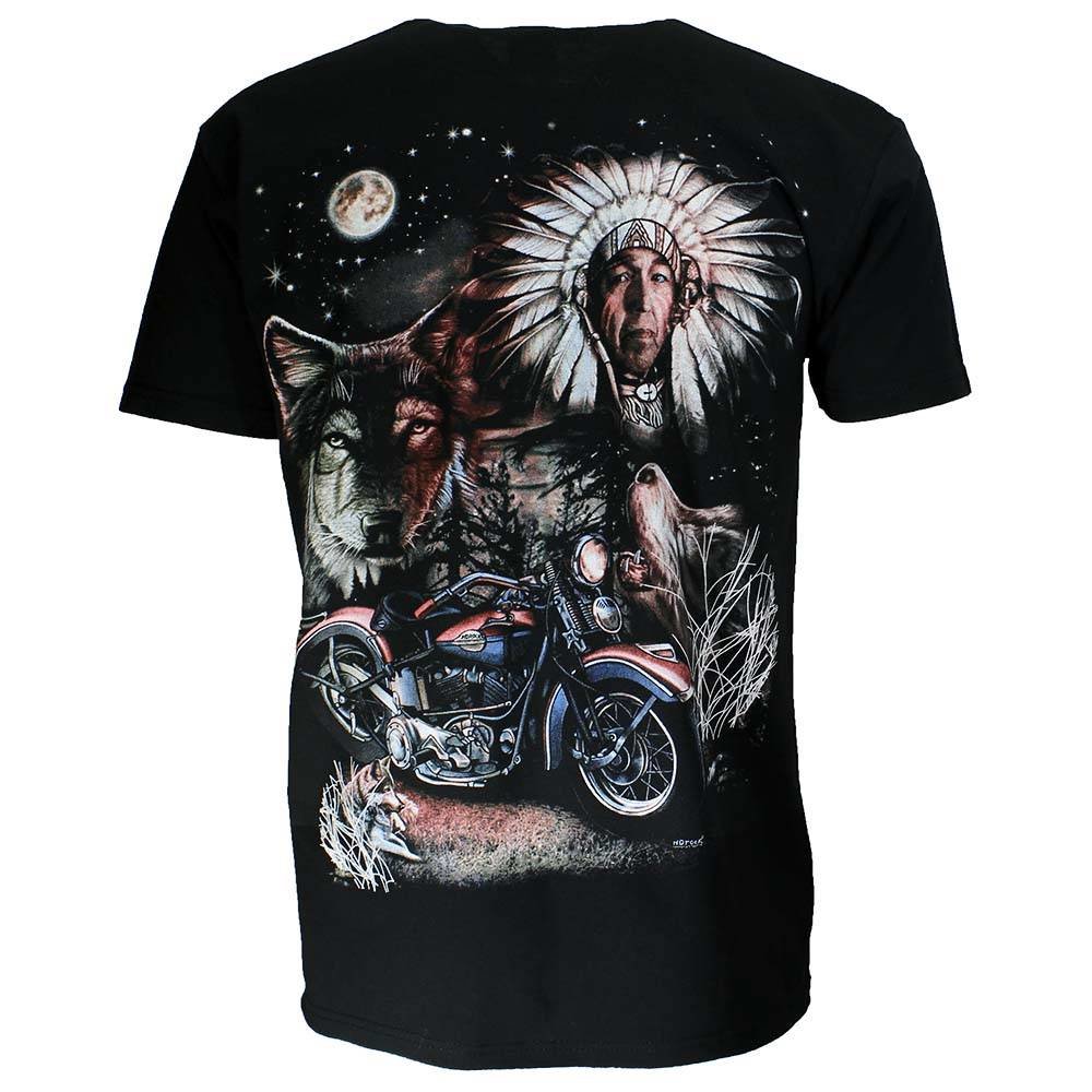Rock Eagle / Biker T-Shirts Native American Indian Motor Wolf Moon T-Shirt Schwarz Rock Eagle / Biker T-Shirts Native American Indian Motor Wolf Moon T-Shirt Schwarz