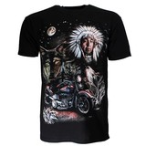Native American Indiaan Motor Wolf Maan T-shirt Native American Indiaan Motor Wolf Maan T-shirt