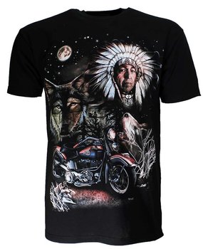 Native American Indiaan Motor Wolf Maan T-shirt Native American Indiaan Motor Wolf Maan T-shirt
