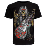 Totenkopf-Rock-Gitarre-Metal-T-Shirt