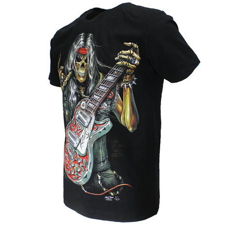 Rock Eagle / Biker T-Shirts Totenkopf Rock Gitarre Metal T-Shirt Schwarz Rock Eagle / Biker T-Shirts Totenkopf Rock Gitarre Metal T-Shirt Schwarz
