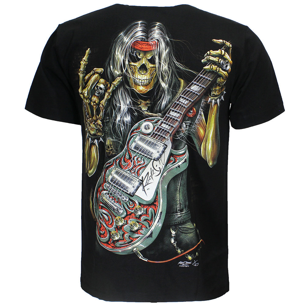 Rock Eagle / Biker T-Shirts Totenkopf Rock Gitarre Metal T-Shirt Schwarz Rock Eagle / Biker T-Shirts Totenkopf Rock Gitarre Metal T-Shirt Schwarz