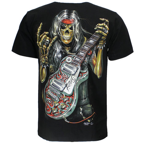 Rock Eagle / Biker T-Shirts Totenkopf Rock Gitarre Metal T-Shirt Schwarz Rock Eagle / Biker T-Shirts Totenkopf Rock Gitarre Metal T-Shirt Schwarz