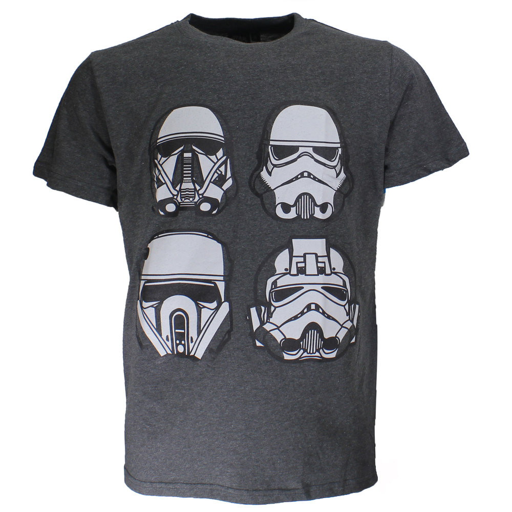 Star Wars Storm Trooper Four Official Masks T-Shirt Gray Merch 