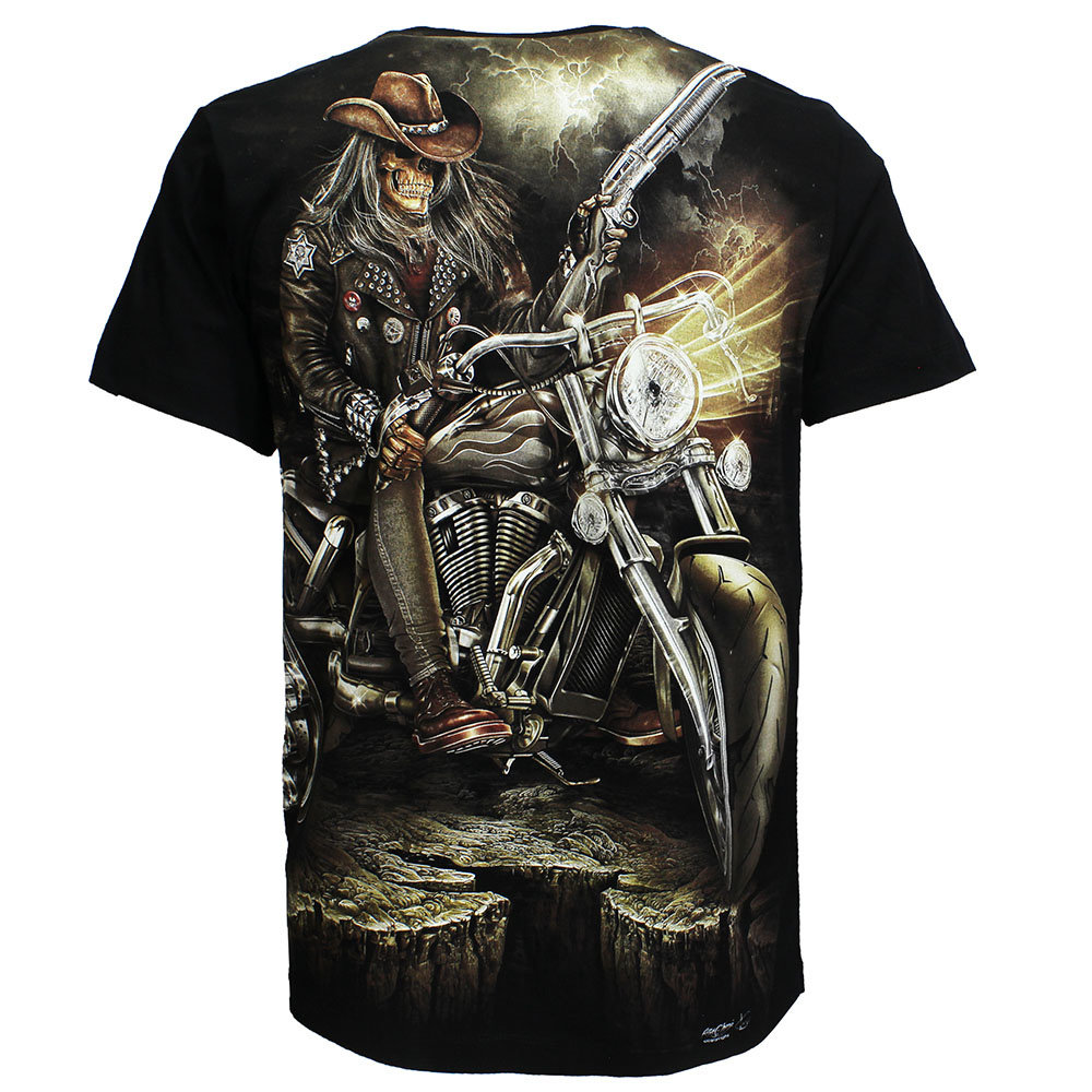 Biker Skeleton With Gun T-Shirt Zwart Biker Skeleton With Gun T-Shirt Zwart