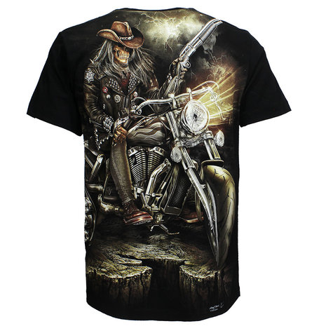 Biker Skeleton With Gun T-Shirt Zwart Biker Skeleton With Gun T-Shirt Zwart