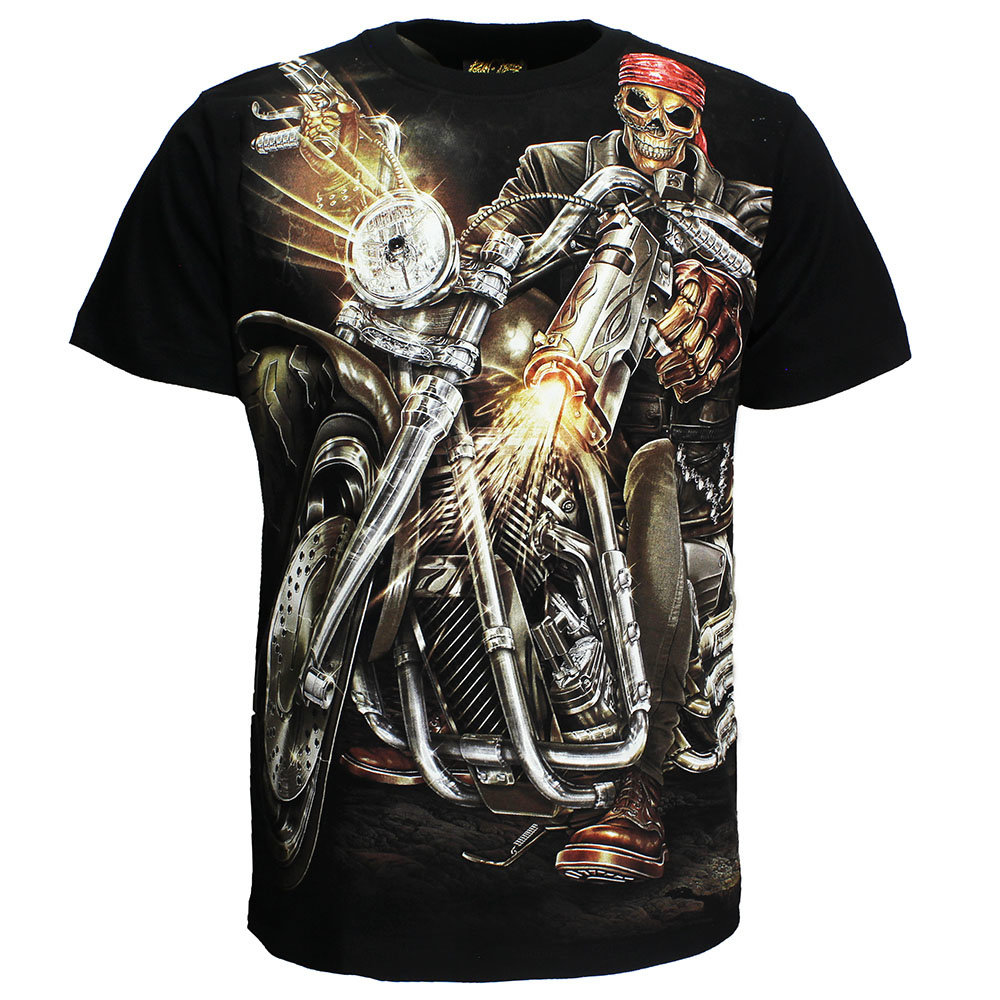 Biker Skeleton With Gun T-Shirt Zwart Biker Skeleton With Gun T-Shirt Zwart