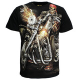 Biker-Skelett mit Gewehr-T-Shirt
