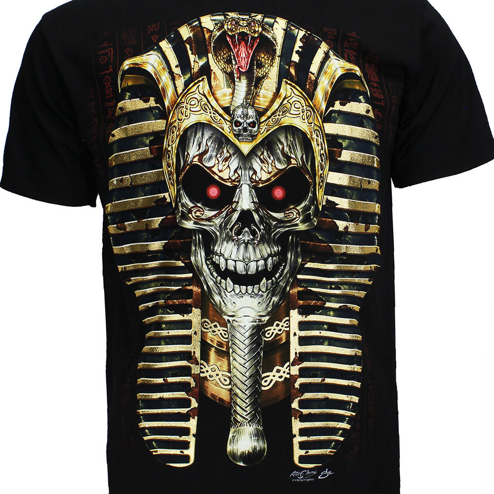 Pharao Skull 3D T-Shirt Glow in The Dark Zwart Pharao Skull 3D T-Shirt Glow in The Dark Zwart