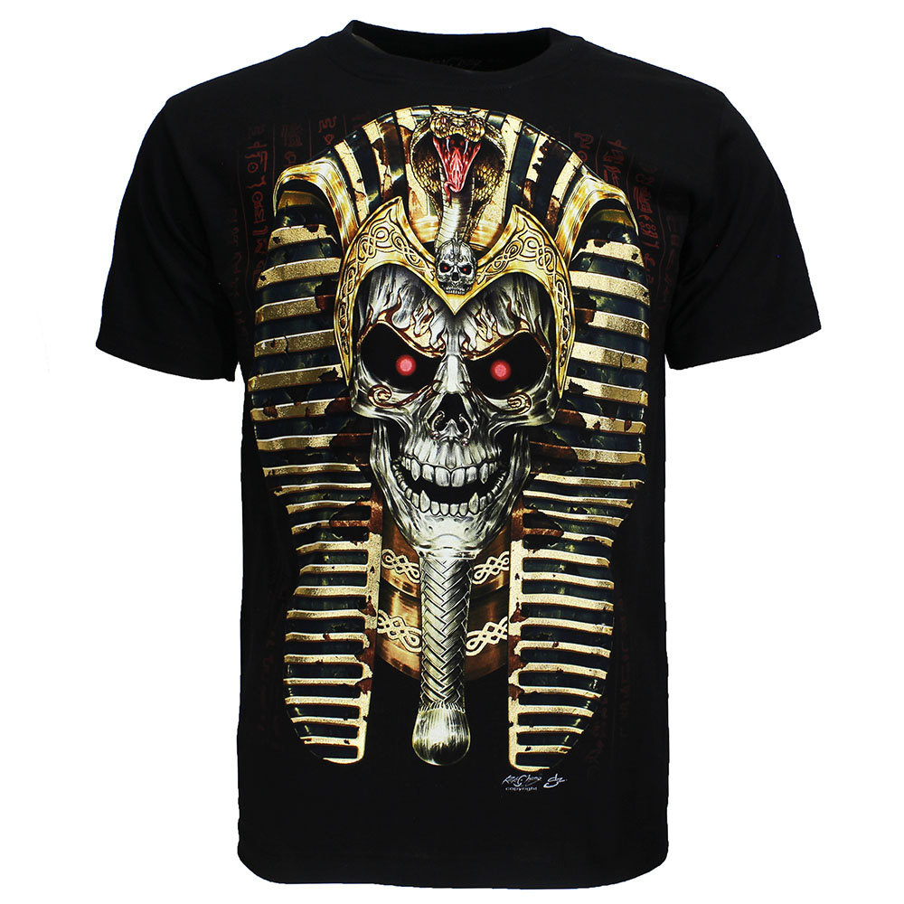 Pharao Skull 3D T-Shirt Glow in The Dark Black