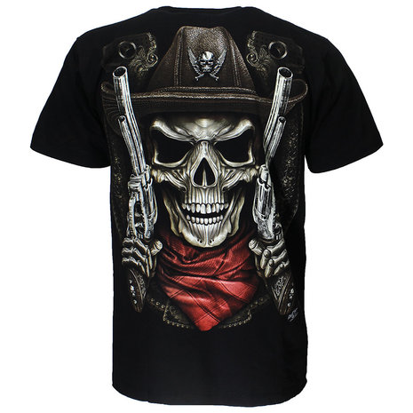 Skull Sheriff 2 Guns T-Shirt Black Glow in the Dark