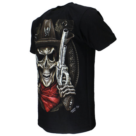 Skull Sheriff 2 Guns T-Shirt Zwart Glow in the Dark Skull Sheriff 2 Guns T-Shirt Zwart Glow in the Dark