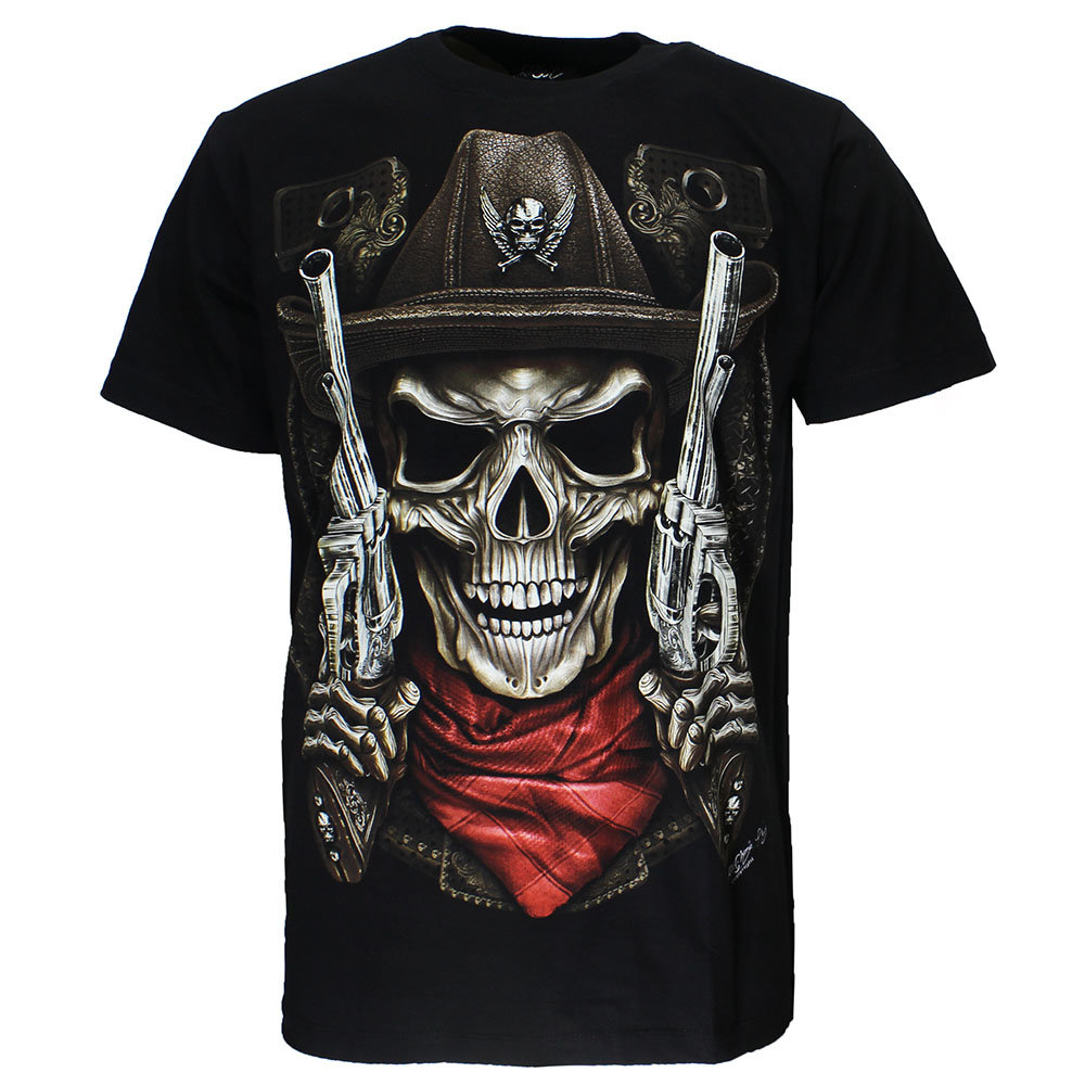 Skull Sheriff 2 Guns T-Shirt Zwart Glow in the Dark Skull Sheriff 2 Guns T-Shirt Zwart Glow in the Dark