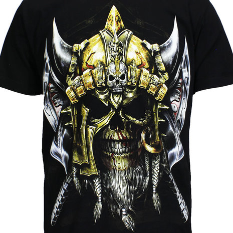 Wikinger-Schädel-T-Shirt, leuchtet im Dunkeln Wikinger-Schädel-T-Shirt, leuchtet im Dunkeln