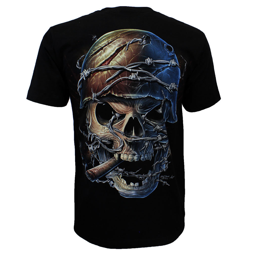 Pierced Doodskop Skull Rock 3D Glow in the Dark T-Shirt Zwart