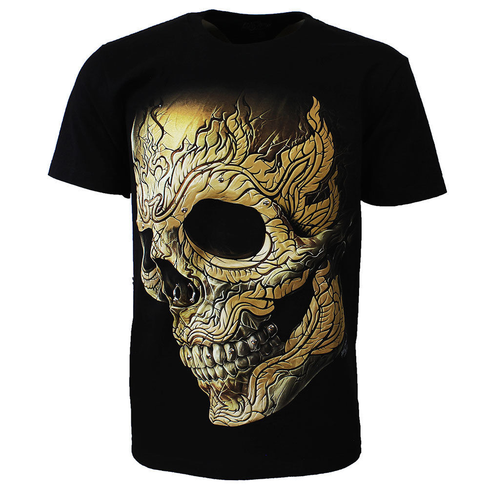 Pierced Skull Rock T-Shirt 3D Glow in The Dark Black Pierced Skull Rock T-Shirt 3D Glow in The Dark Black