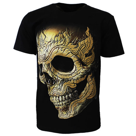 Pierced Skull Rock T-Shirt 3D Glow in The Dark Zwart Pierced Skull Rock T-Shirt 3D Glow in The Dark Zwart