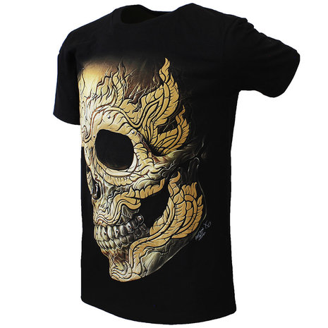 Pierced Skull Rock T-Shirt 3D Glow in The Dark Black Pierced Skull Rock T-Shirt 3D Glow in The Dark Black