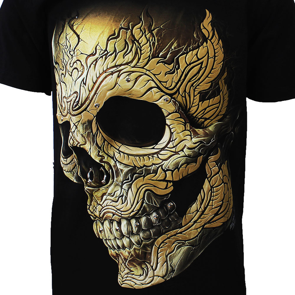 Pierced Skull Rock T-Shirt 3D Glow in The Dark Black Pierced Skull Rock T-Shirt 3D Glow in The Dark Black