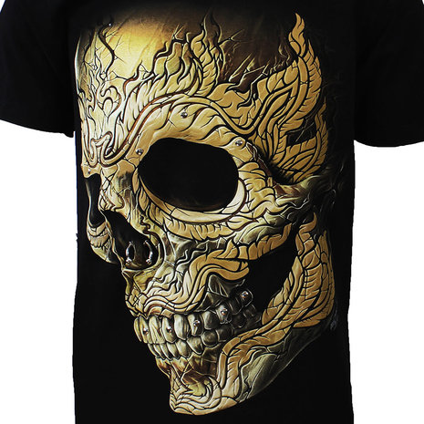 Pierced Skull Rock T-Shirt 3D Glow in The Dark Zwart Pierced Skull Rock T-Shirt 3D Glow in The Dark Zwart