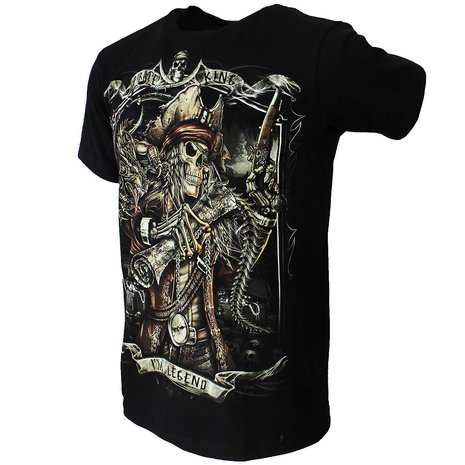 Piratenkönig, im Dunkeln leuchtendes Piratenkönig-T-Shirt, Schwarz Piratenkönig, im Dunkeln leuchtendes Piratenkönig-T-Shirt, Schwarz