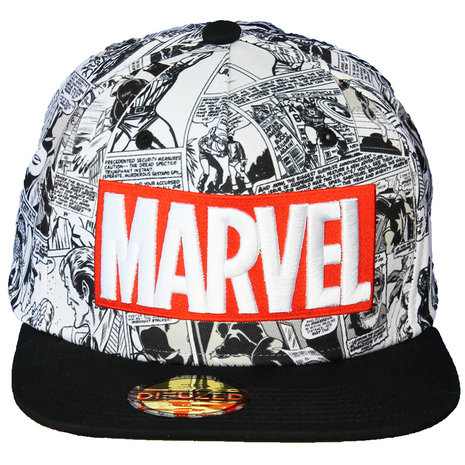 Marvel Comics Marvel Comics Classic Snapback Cap mit Logo in Rot und Weiß – offizielles Merchandise