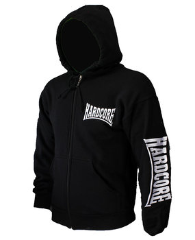 Hardcore Hardcore-Kapuzenpullover mit aufgesticktem Logo, Reißverschluss und Kapuze