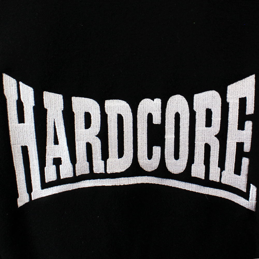 Hardcore Hardcore Geborduurd Logo Vest Hoodie met Rits en Capuchon Zwart Hardcore Hardcore Geborduurd Logo Vest Hoodie met Rits en Capuchon Zwart