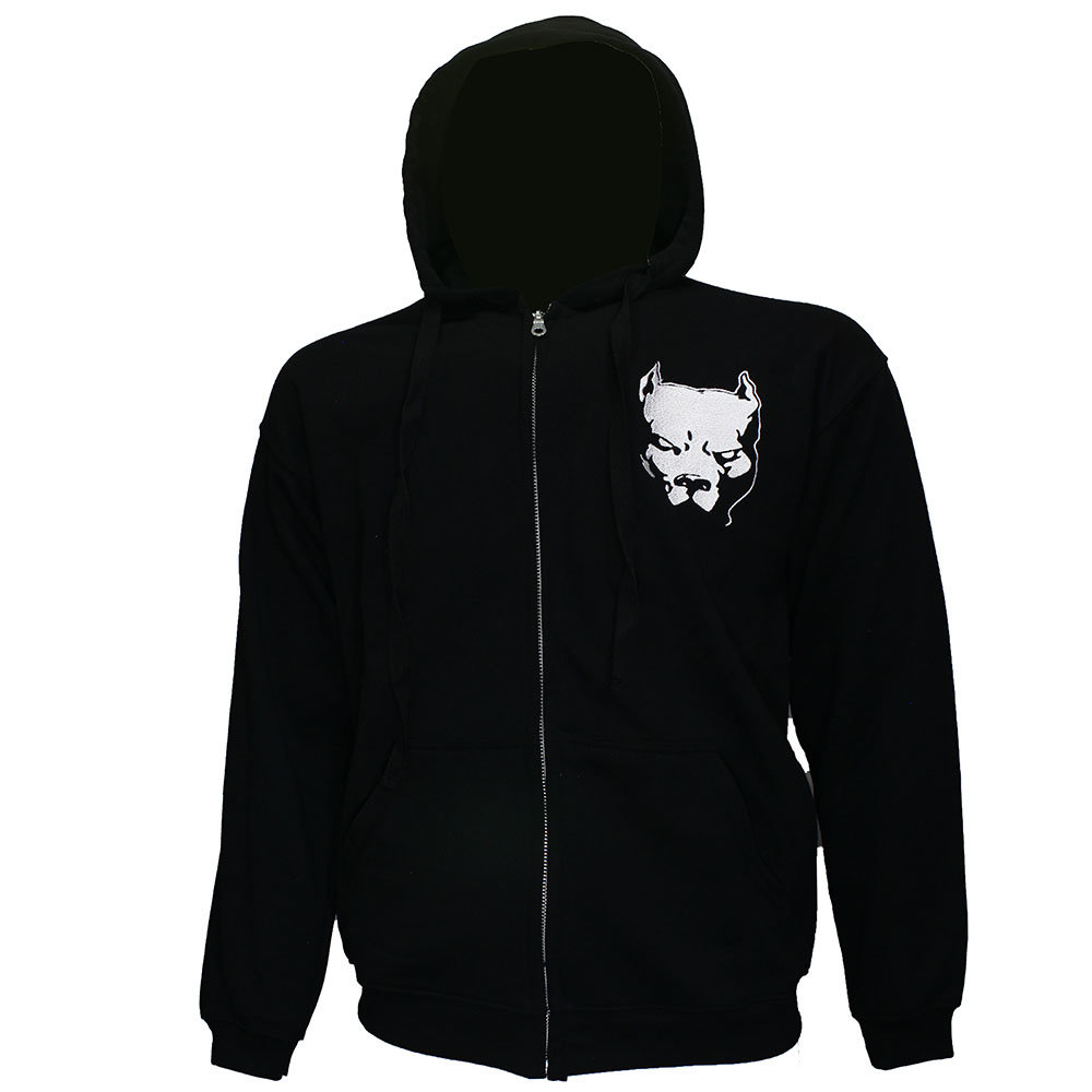 Hardcore Pitbull Geborduurd Logo Hoodie Vest met Rits Zwart Hardcore Pitbull Geborduurd Logo Hoodie Vest met Rits Zwart