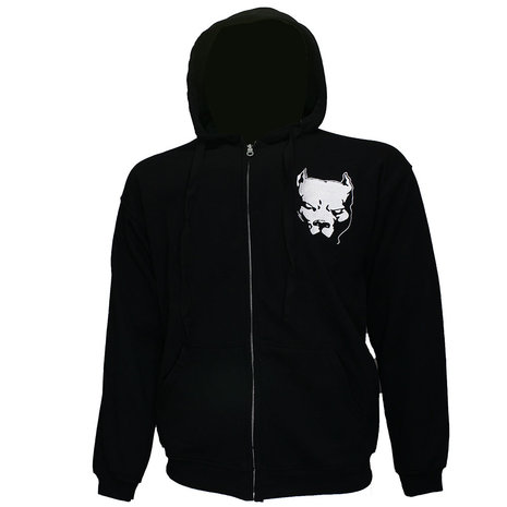 Hardcore Pitbull Geborduurd Logo Hoodie Vest met Rits Zwart Hardcore Pitbull Geborduurd Logo Hoodie Vest met Rits Zwart