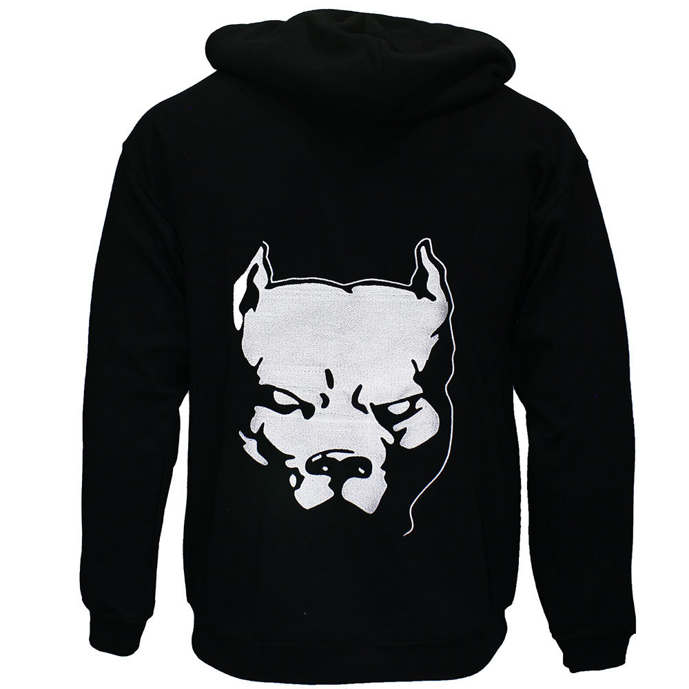 Hardcore Pitbull-Hoodieweste mit gesticktem Logo und Reißverschluss, Schwarz