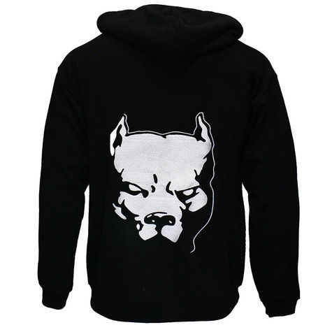 Hardcore Pitbull-Hoodieweste mit gesticktem Logo und Reißverschluss, Schwarz