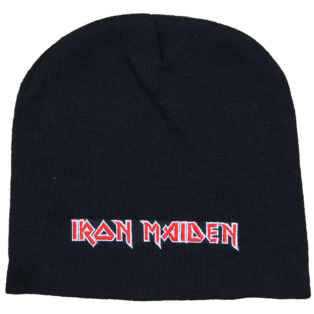 Band Merchandise Iron Maiden Band-Logo Beanie-Mütze Schwarz – Offizielles Merchandise Band Merchandise Iron Maiden Band-Logo Beanie-Mütze Schwarz – Offizielles Merchandise