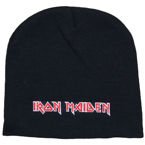 Band Merchandise Iron Maiden Band-Logo Beanie-Mütze Schwarz – Offizielles Merchandise Band Merchandise Iron Maiden Band-Logo Beanie-Mütze Schwarz – Offizielles Merchandise