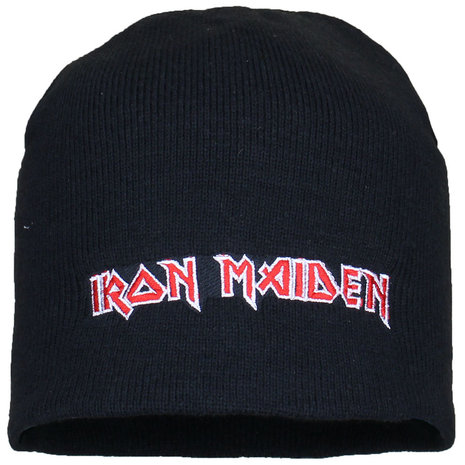 Band Merchandise Iron Maiden Band Logo Beanie Muts Zwart - Officiële Merchandise