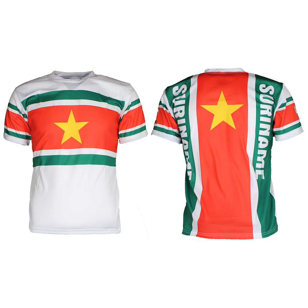 Suriname Fußball-Sport-T-Shirt mit Suriname-Flagge Suriname Fußball-Sport-T-Shirt mit Suriname-Flagge
