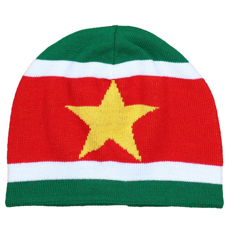 Suriname Suriname Vlag Gebreide Muts Beanie - Origineel Design Suriname Suriname Vlag Gebreide Muts Beanie - Origineel Design