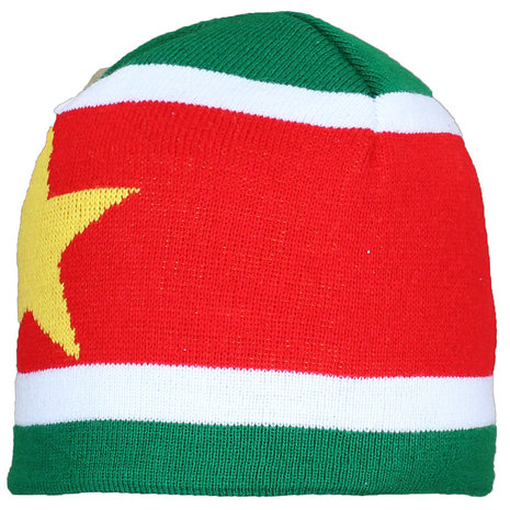 Suriname Gestrickte Mütze mit Suriname-Flagge – originelles Design Suriname Gestrickte Mütze mit Suriname-Flagge – originelles Design