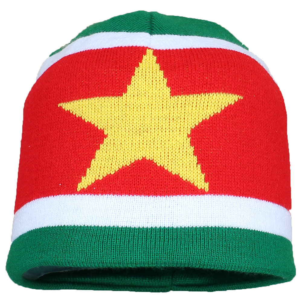 Suriname Suriname Vlag Gebreide Muts Beanie - Origineel Design Suriname Suriname Vlag Gebreide Muts Beanie - Origineel Design
