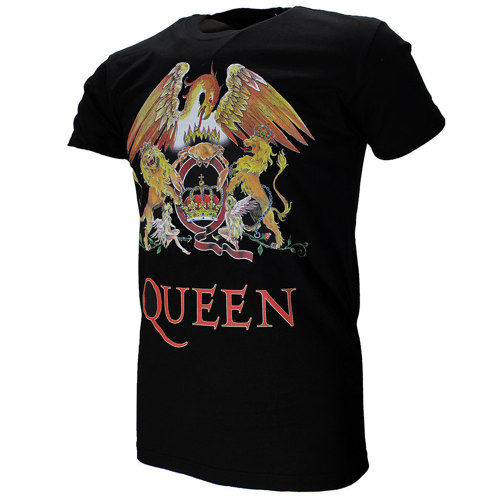 Queen Classic Crest Logo Band | Shipping Black Worldwide T-Shirt
