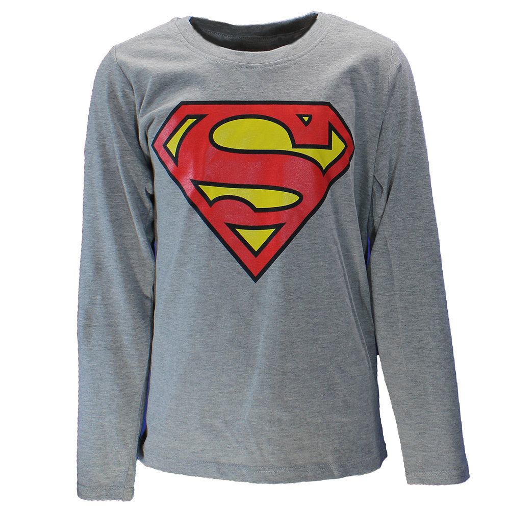 Superman Superman Logo Kids Longsleeve Shirt Grijs - Officiële Merchandise Superman Superman Logo Kids Longsleeve Shirt Grijs - Officiële Merchandise