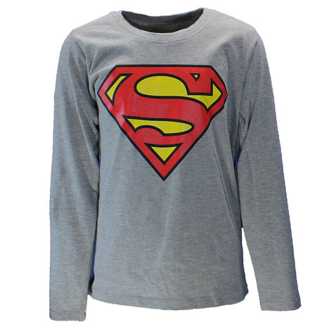 Superman Superman Logo Kids Longsleeve Shirt Grijs - Officiële Merchandise Superman Superman Logo Kids Longsleeve Shirt Grijs - Officiële Merchandise