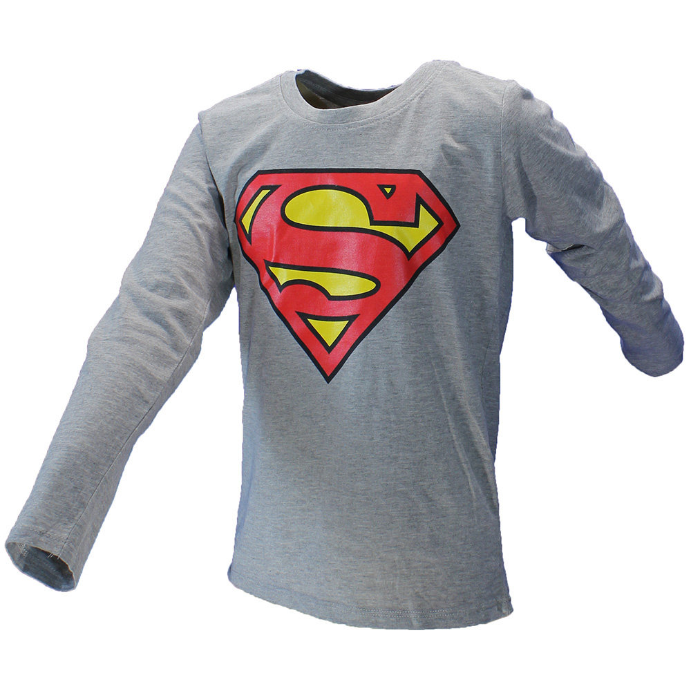 Superman Superman Logo Kids Longsleeve Shirt Grijs - Officiële Merchandise Superman Superman Logo Kids Longsleeve Shirt Grijs - Officiële Merchandise