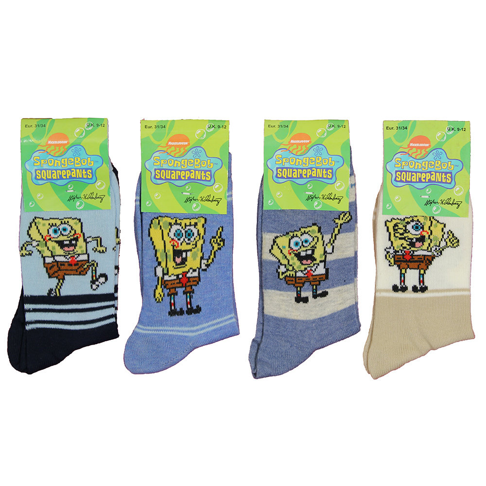 Spongebob Squarepants Nickelodeon Spongebob Socken für Kinder, 4er-Pack – offizielles Merchandise Spongebob Squarepants Nickelodeon Spongebob Socken für Kinder, 4er-Pack – offizielles Merchandise