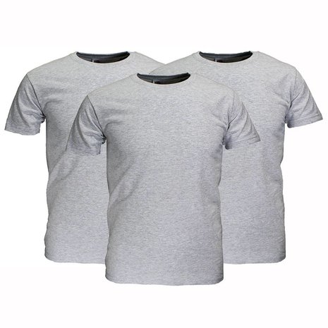Basics Fruit Of The Loom Plain Cotton T-Shirts 3-Pack Grey Melange Basics Fruit Of The Loom Plain Cotton T-Shirts 3-Pack Grey Melange