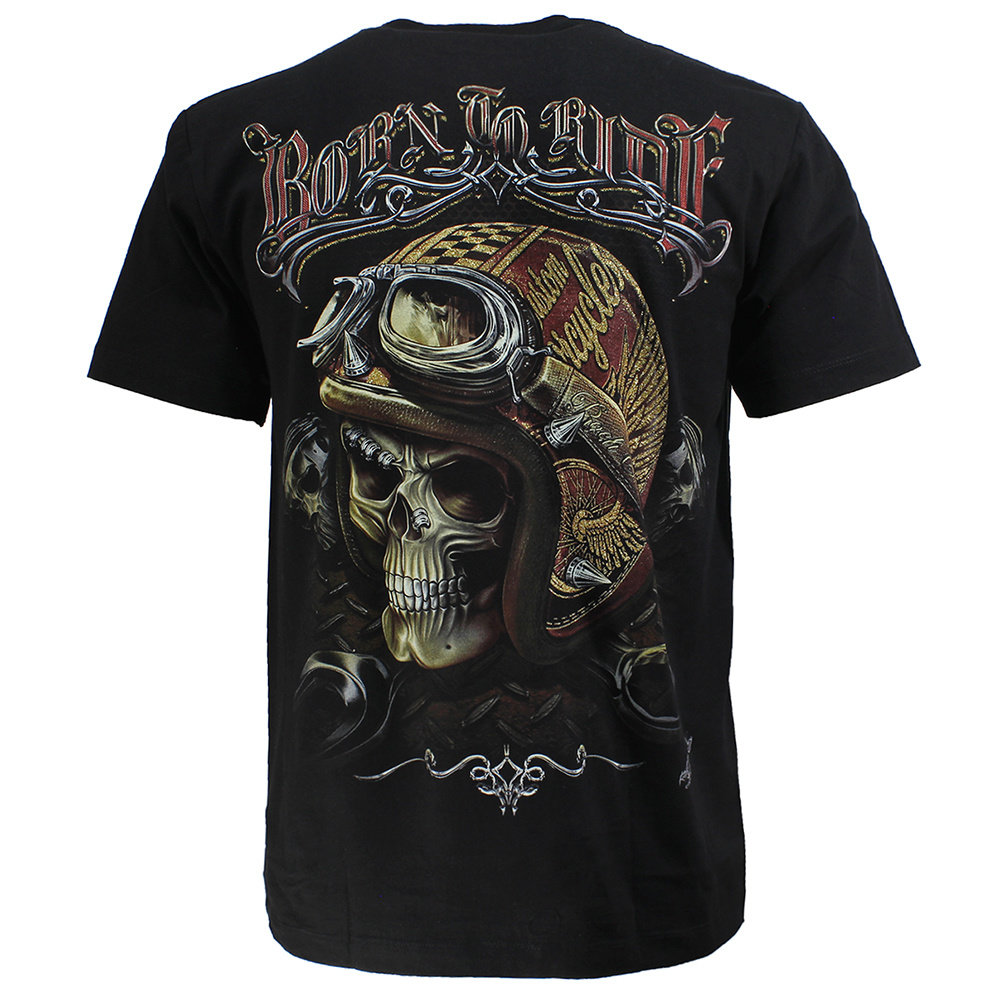 Biker Glow in the Dark T-Shirt Born To Ride Zwart - Hoge Kwaliteit Biker Glow in the Dark T-Shirt Born To Ride Zwart - Hoge Kwaliteit