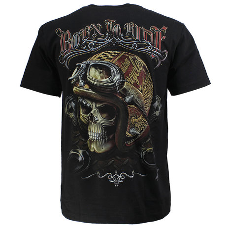 Biker Glow in the Dark T-Shirt Born To Ride Black - High Quality Biker Glow in the Dark T-Shirt Born To Ride Black - High Quality