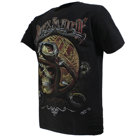 Biker Glow in the Dark T-Shirt Born To Ride Zwart - Hoge Kwaliteit Biker Glow in the Dark T-Shirt Born To Ride Zwart - Hoge Kwaliteit