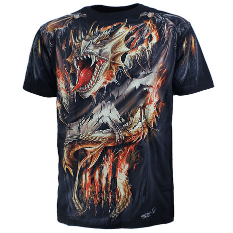 Biker Fire Dragon T-Shirt Black - High Quality Biker Fire Dragon T-Shirt Black - High Quality